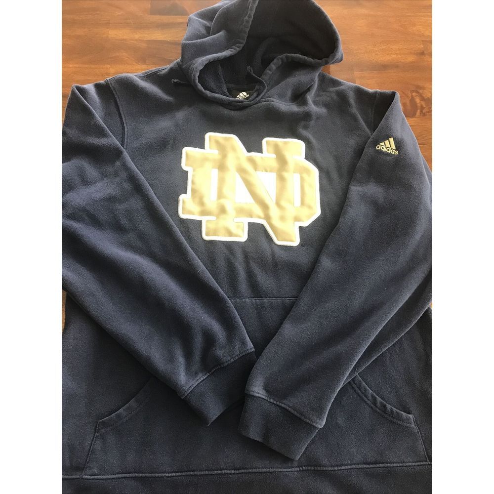 Adidas Notre Dame Fighting Irish Stitched Hoodie Sweatshirt Adult Medium Navy